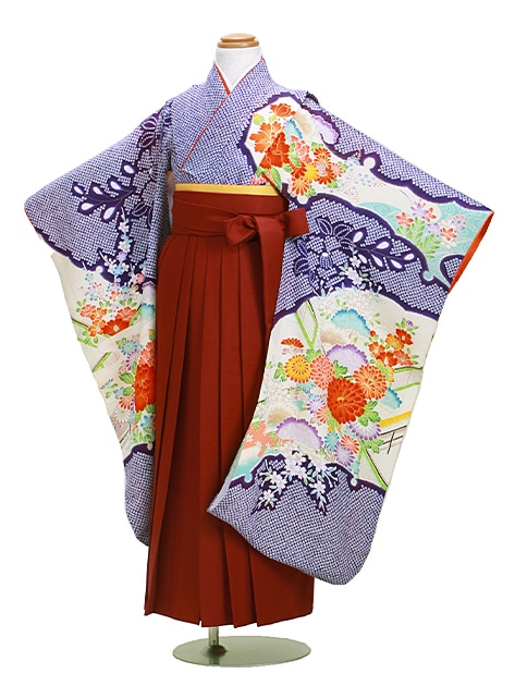袴 レンタル 女の子/5〜7歳 七五三着物 7歳 七五三着物7歳 紫色/しぼり 卒園式 結婚式 NT-袴エ