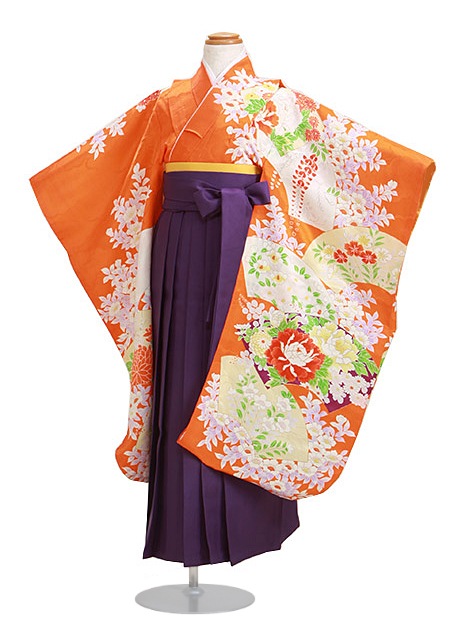 袴 レンタル 女の子/5〜7歳 七五三着物 7歳 七五三着物7歳 朱色/花 卒園式 結婚式 NT-袴ヨ|七五三レンタル-女の子