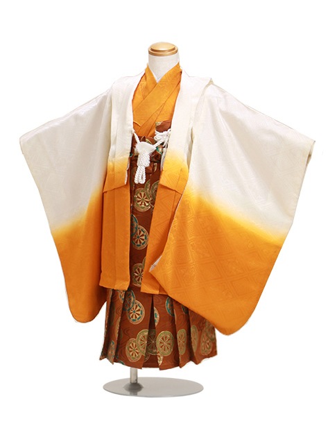 七五三 男の子 5歳 お着付けラクラク！ 羽織袴 レンタル フルセット 茶色 35|七五三レンタル-男の子