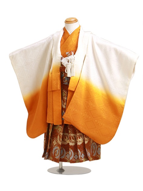 七五三 男の子 3歳 お着付けラクラク！ 羽織袴 レンタル フルセット 茶色 30|七五三レンタル-男の子