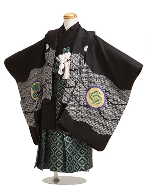 七五三 男の子 5歳 【かんたん着付】 羽織袴 レンタル フルセット 黒色 89|七五三レンタル-男の子