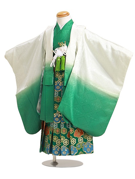 七五三 男の子 3歳 お着付けラクラク！ 羽織袴 レンタル フルセット 緑色 69|七五三レンタル-男の子