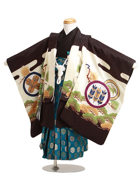 七五三 男の子 5歳 【かんたん着付】 羽織袴 レンタル フルセット 黒色 110|七五三レンタル-男の子