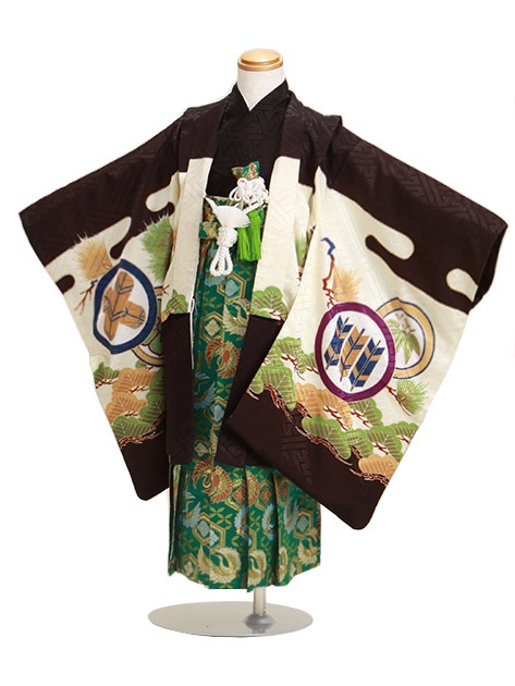 七五三 男の子 5歳 お着付けラクラク！ 羽織袴 レンタル フルセット 黒色 112|七五三レンタル-男の子