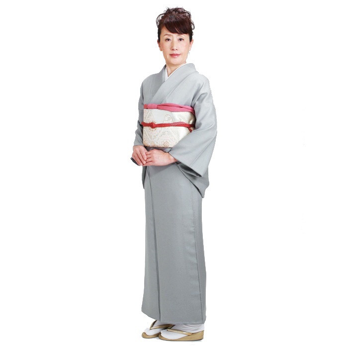 色無地 レンタル 袷 10月～5月向け 高級正絹 グレー色 着物 一つ紋 お