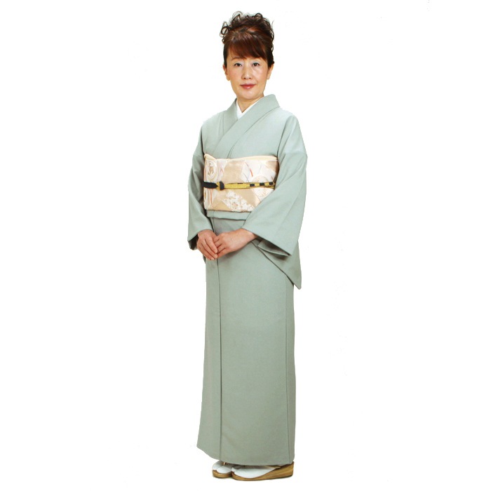 色無地 レンタル 袷 広幅〔10月〜5月向き〕ブルーグレー色 一つ紋 お宮参り 送料無料 NT-l107 色無地 レンタル 袷 広幅 10月～5月向け ブルーグレー色 着物 一つ紋