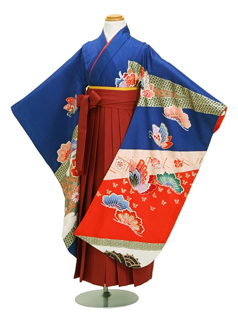 袴 レンタル 女の子/5〜7歳 七五三着物 7歳 七五三着物7歳 紺ピンク色/花・蝶・松 卒園式 結婚式 NT-袴114|七五三レンタル-女の子