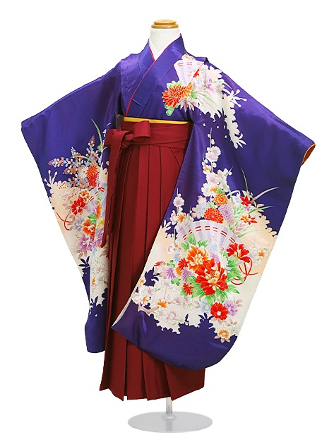 袴 レンタル 女の子/5〜7歳 七五三着物 7歳 七五三着物7歳 青色/扇ぼたん 卒園式 結婚式 NT-袴ア|七五三レンタル-女の子