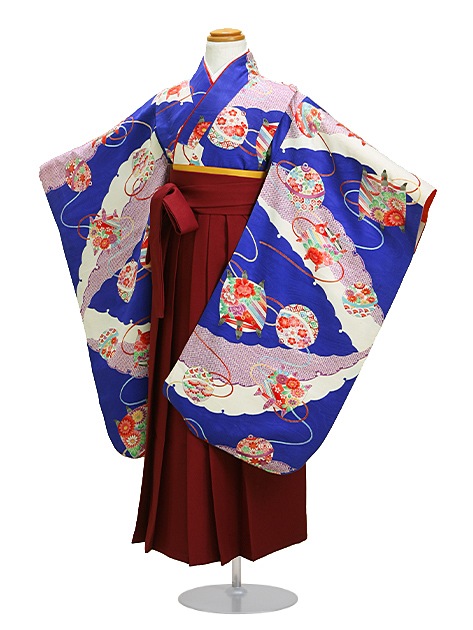 袴 レンタル 女の子/5〜7歳 七五三着物 7歳 七五三着物7歳 青色/てまり糸まき 卒園式 結婚式 NT-袴ク|七五三レンタル-女の子