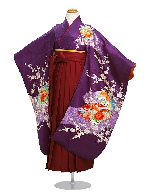 袴 レンタル 女の子/5〜7歳 七五三着物 7歳 七五三着物7歳 紫色/扇 卒園式 結婚式 NT-袴サ|七五三レンタル-女の子