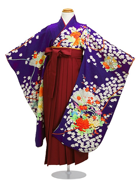 袴 レンタル 女の子/5〜7歳 七五三着物 7歳 七五三着物7歳 紫色/花 卒園式 結婚式 NT-袴ヤ|七五三レンタル-女の子