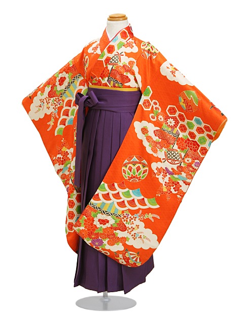 袴 レンタル 女の子/5〜7歳 七五三着物 7歳 七五三着物7歳 朱色/てまり 卒園式 結婚式 NT-袴オ|七五三レンタル-女の子