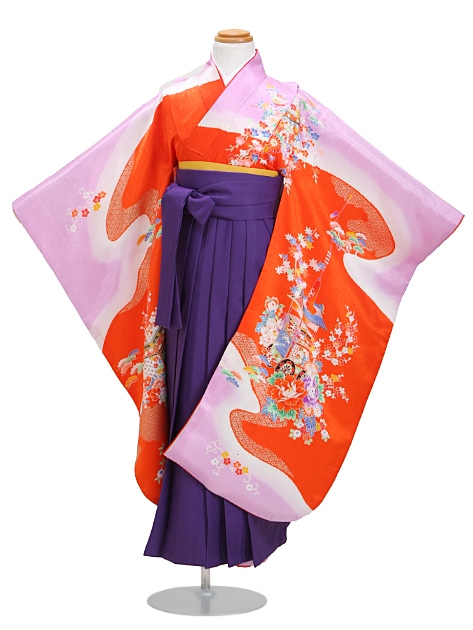 袴 レンタル 女の子/5〜7歳 七五三着物 7歳 七五三着物7歳 朱色/山鉾山車 卒園式 結婚式 NT-袴メ|七五三レンタル-女の子