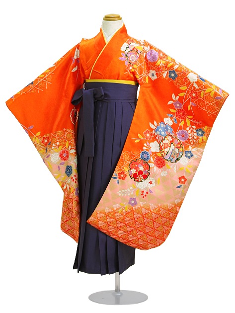 袴 レンタル 女の子/5〜7歳 七五三着物 7歳 七五三着物7歳 朱色/御所車 卒園式 結婚式 NT-袴120|七五三レンタル-女の子