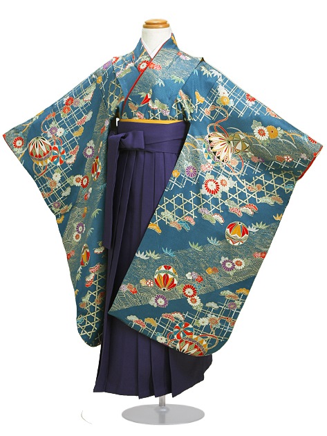 袴 レンタル 女の子/5〜7歳 七五三着物 7歳 七五三着物7歳 グレーブルー色/手まり 卒園式 結婚式 NT-袴129|七五三レンタル-女の子