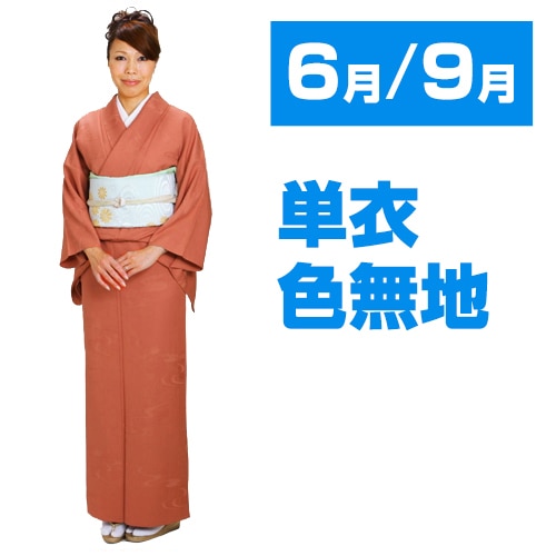 色無地 【単衣】 レンタル 6月・9月 〔高級正絹〕 レンガ色 お宮参り