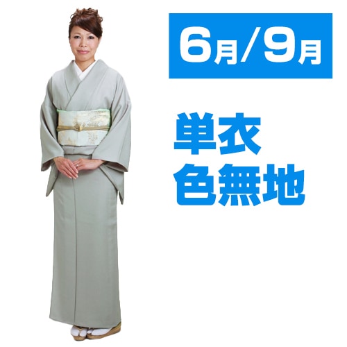 色無地 【単衣】 レンタル 6月・9月 〔高級正絹〕 グレー色 お