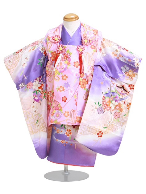 七五三 被布セット レンタル 女の子 3歳 青色/糸車小花〔身長：84cm,86cm〕卒園式 結婚式 NT-343-23|七五三レンタル-女の子