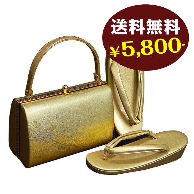 和装用バッグと草履セット ゴールド 金色 和装用バッグと草履 セット 草履バッグセット【レンタル品