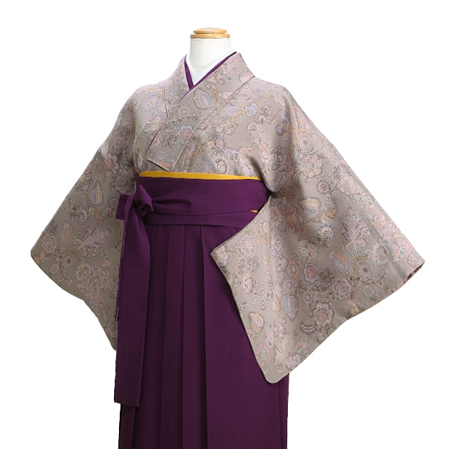 【正絹】卒業式 袴 レンタル 紫色 身長〜160cm,7号〜13号 NT-komon62|卒業式 女性袴レンタル