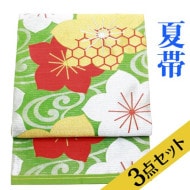 〔夏帯 袋帯 レンタル〕帯揚げ＋帯〆３点セット 絽 帯 夏帯 留袖用 訪問着用 結婚式 袋帯レンタル ro-a76|草履バッグ・帯-レンタル