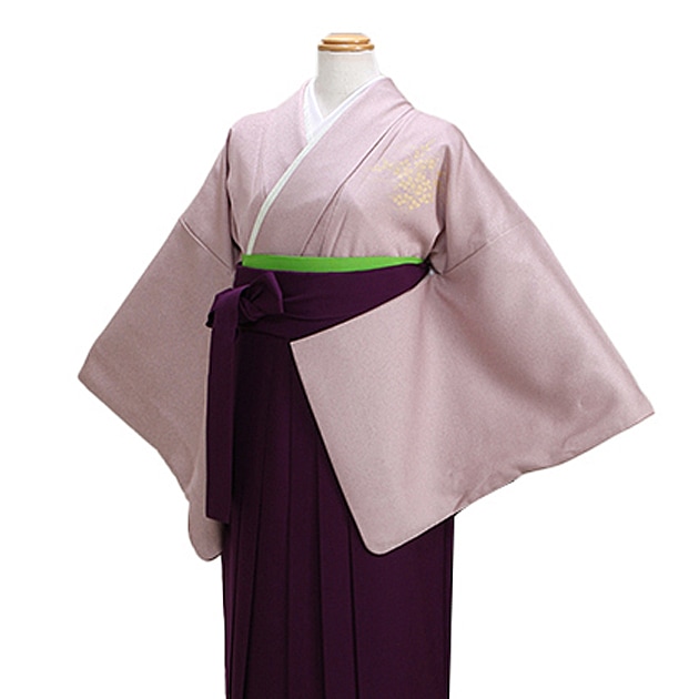 【正絹】卒業式 袴 レンタル グレーピンク色 身長〜165cm,7号〜13号 NT-houmon54|卒業式 女性袴レンタル