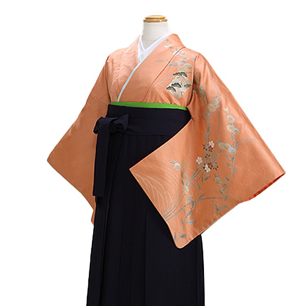 卒業式 袴 レンタル オレンジ色 身長〜160cm,7号〜13号 NT-houmon107|卒業式 女性袴レンタル