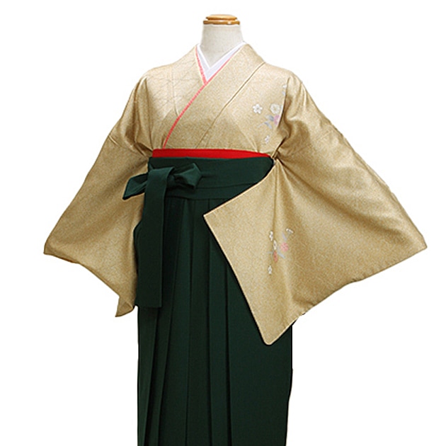 卒業式 袴 レンタル 黄土色/小菊 身長〜160cm,7号〜13号 NT-houmon110|卒業式 女性袴レンタル