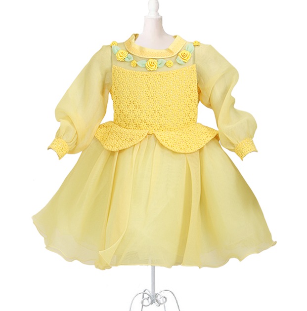 新品未使用☆ゆめりすと 子ども用ドレス サイズ7 120 水色と黄色の