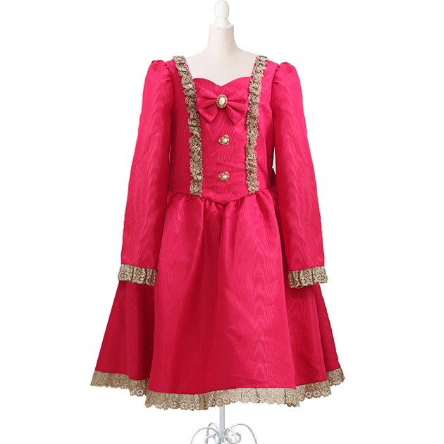 子供 ドレス レンタル 11〜12才 チェリーピンク色 長袖 -ej369|子供ドレスレンタル