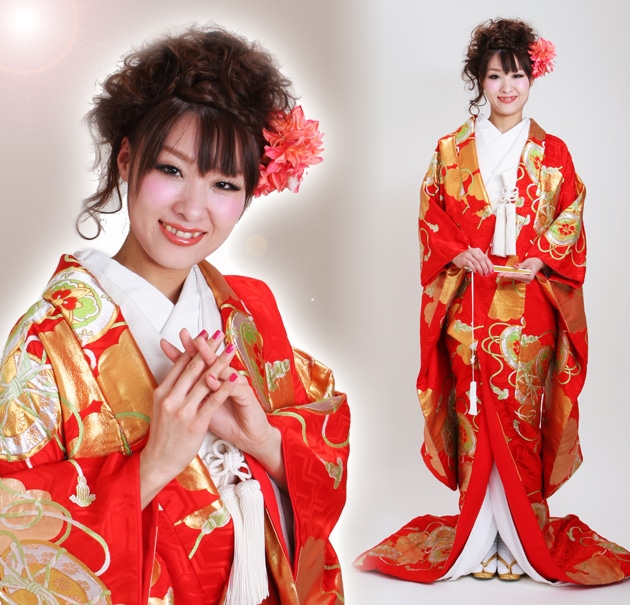 打掛 レンタル 色打掛 赤色 つづみに雲取 NT-574 送料無料 色打掛レンタル 赤色/つづみに雲取 NT-574 | 色打掛レンタル | | 花嫁