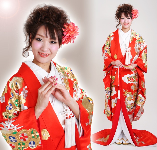 色打掛レンタル 赤色/鶴に亀甲 NT-13 | 色打掛レンタル | | 花嫁衣裳.com