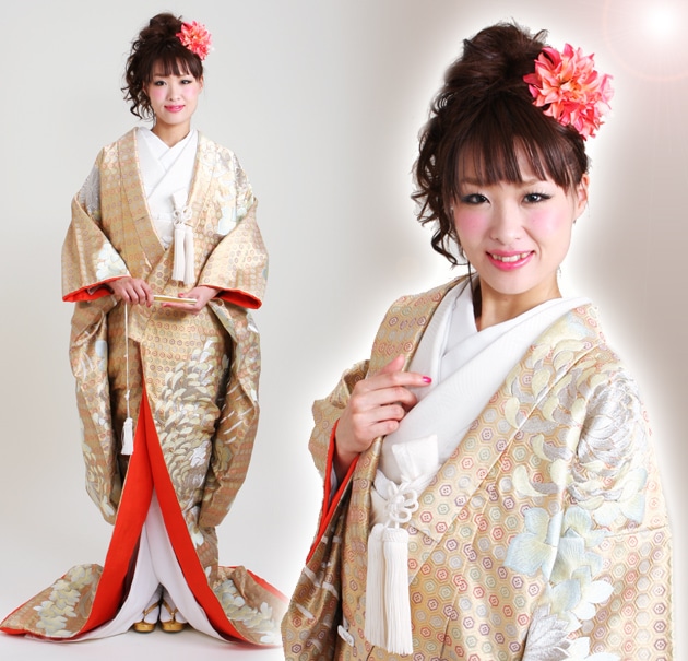 打掛 レンタル 色打掛 金色 佐賀錦 菊 NT-355 送料無料 色打掛レンタル 金色/佐賀錦 菊 NT-355 | 色打掛レンタル | | 花嫁衣裳.com