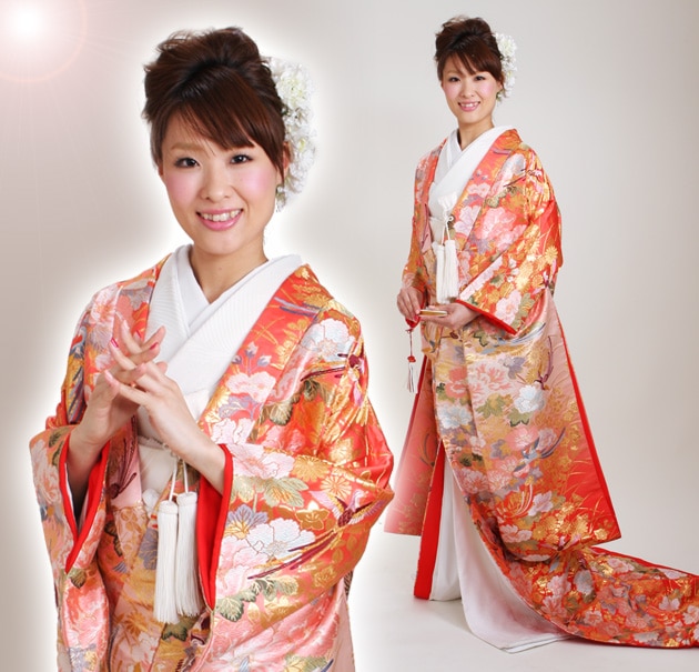 打掛 レンタル 色打掛 パステル 秋草牡丹花鳥文 パステル かわいい NT-729 送料無料 色打掛レンタル パステル色/秋草牡丹花鳥文 NT-729 | 色打掛レンタル