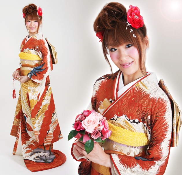 引き振袖レンタル 赤色/流水に鶴 NT-45 | 引き振袖レンタル | | 花嫁