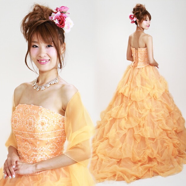 【値下げ】カラードレス オレンジ グリッター 9号 値下げ】カラードレス オレンジ グリッター 9号 値下げ】カラー