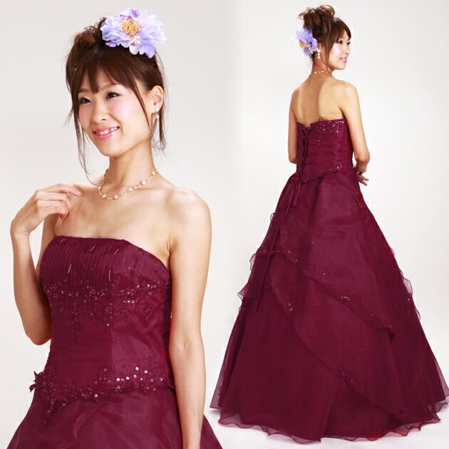 二次会ドレスレンタル 13号-17号 ワインレッド プリンセスライン 結婚式 2次会 お呼ばれ 1085 B3199R 送料無料 025000000011_JI8vUO0.jpg