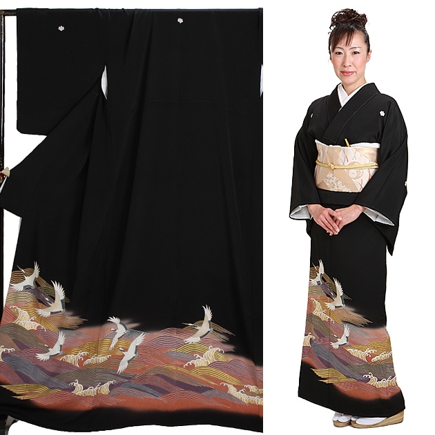 黒留袖 レンタル〔150cm～163cm/13号～17号位〕結婚式 着物