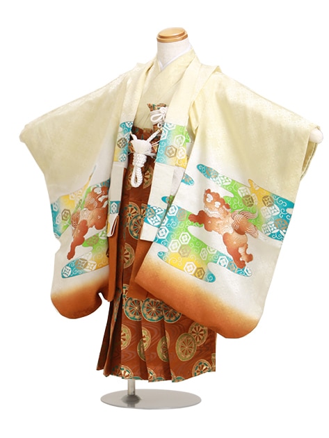 七五三 男の子 5歳 【かんたん着付】 羽織袴 レンタル フルセット からし色 ロ|七五三レンタル-男の子