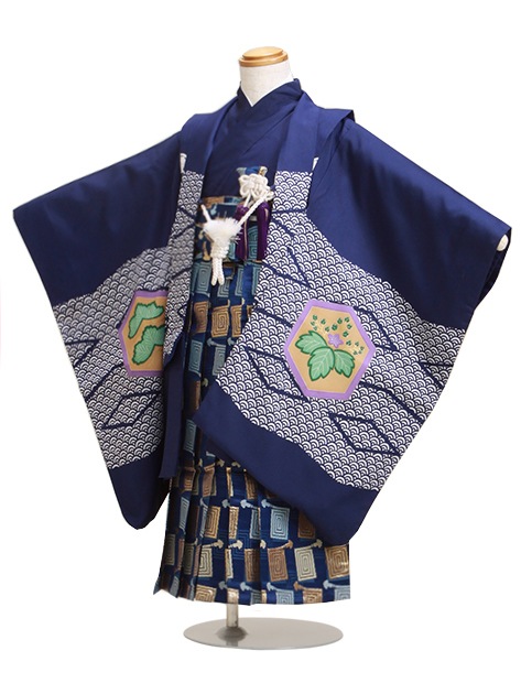 七五三 男の子 5歳 【かんたん着付】 羽織袴 レンタル フルセット 紺色 82|七五三レンタル-男の子