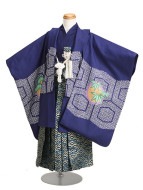 七五三 男の子 5歳 【かんたん着付】 羽織袴 レンタル フルセット 紺色 81|七五三レンタル-男の子