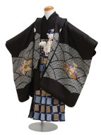 七五三 男の子 5歳 【かんたん着付】 羽織袴 レンタル フルセット 黒色 84|七五三レンタル-男の子