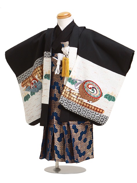 七五三 男の子 3歳 【かんたん着付】 羽織袴 レンタル フルセット 黒色 310|七五三レンタル-男の子