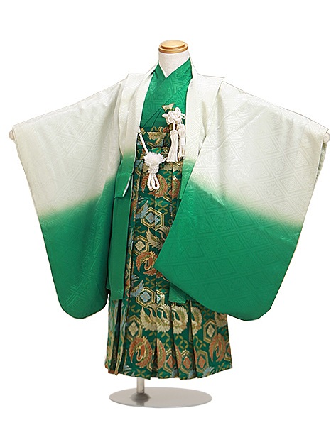 七五三 男の子 5歳 【かんたん着付】 羽織袴 レンタル フルセット 緑色 67|七五三レンタル-男の子