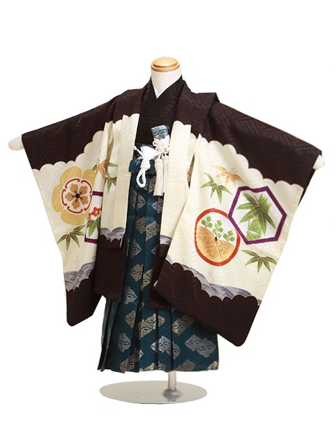 七五三 男の子 5歳 お着付けラクラク！ 羽織袴 レンタル フルセット 黒色 108|七五三レンタル-男の子