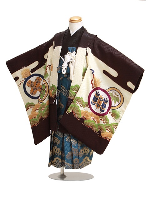 七五三 男の子 5歳 お着付けラクラク！ 羽織袴 レンタル フルセット 黒色 111|七五三レンタル-男の子