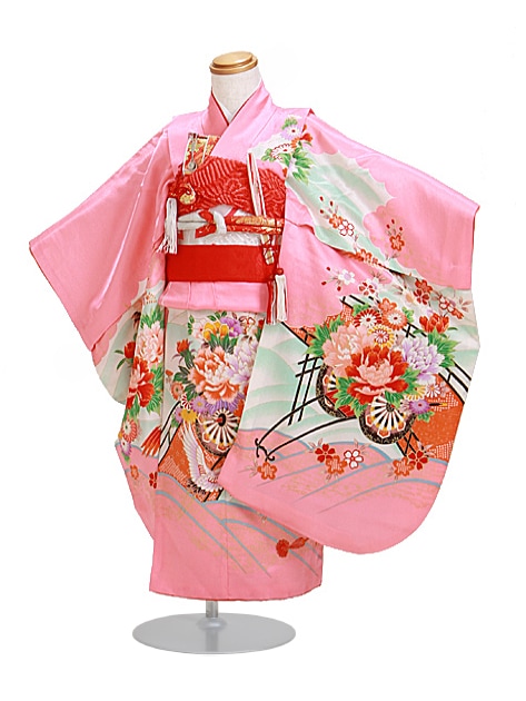 七五三 レンタル 女の子/5〜7歳 七五三着物 7歳 七五三着物7歳 ピンク色/花車鶴 卒園式 結婚式 NT-109|七五三レンタル-女の子