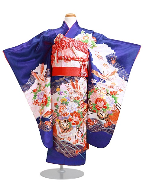 七五三 レンタル 女の子/5〜7歳 七五三着物 7歳 七五三着物7歳 紺色/花車・鶴 卒園式 結婚式 NT-110|七五三レンタル-女の子