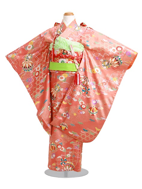 七五三 レンタル 女の子/5〜7歳 七五三着物 7歳 七五三着物7歳 朱色/てまり・花 卒園式 結婚式 NT-124|七五三レンタル-女の子