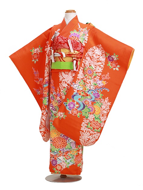 七五三 レンタル 女の子/5〜7歳 七五三着物 7歳 七五三着物7歳 朱色/小花 卒園式 結婚式 NT-カ|七五三レンタル-女の子